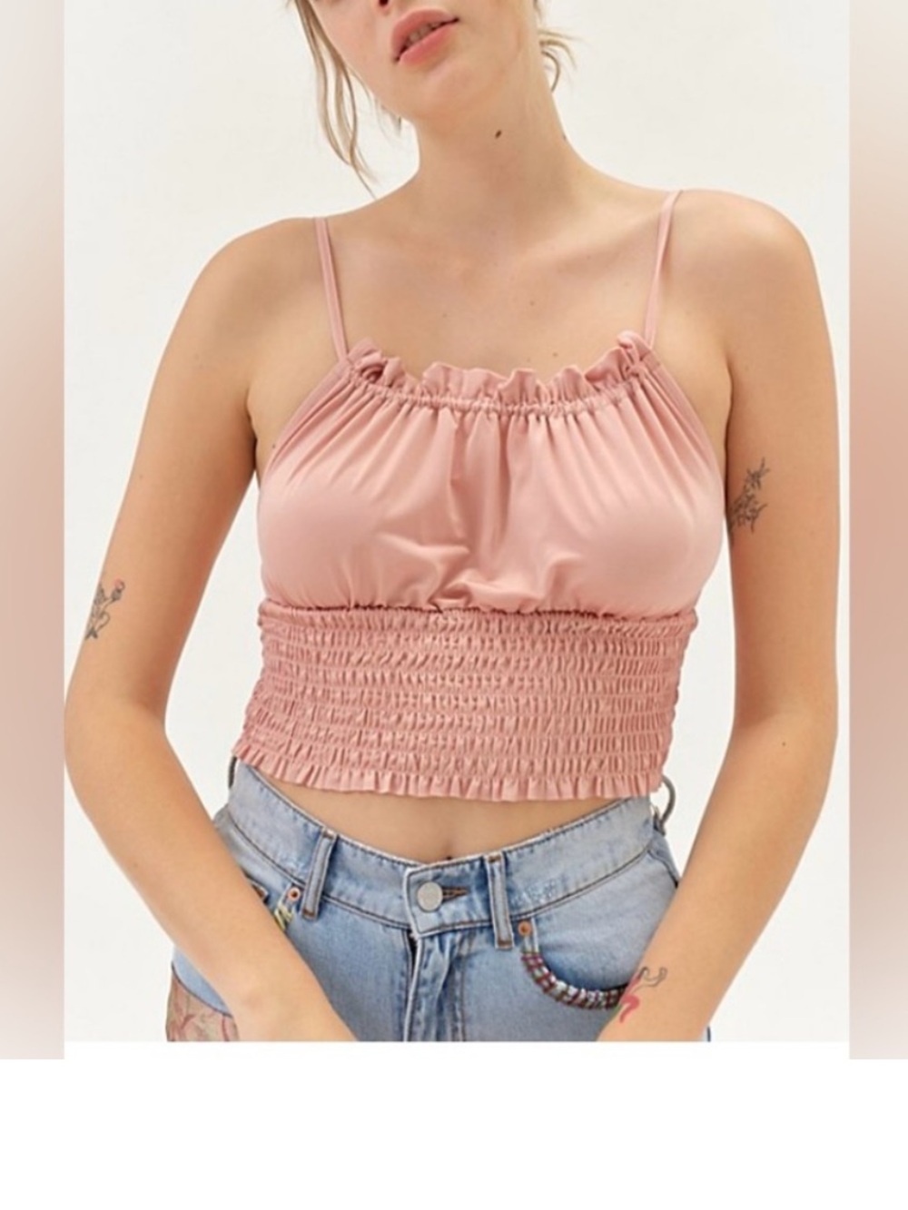 Urban Outfitters Dusty Rose Smocked Crop Top medium